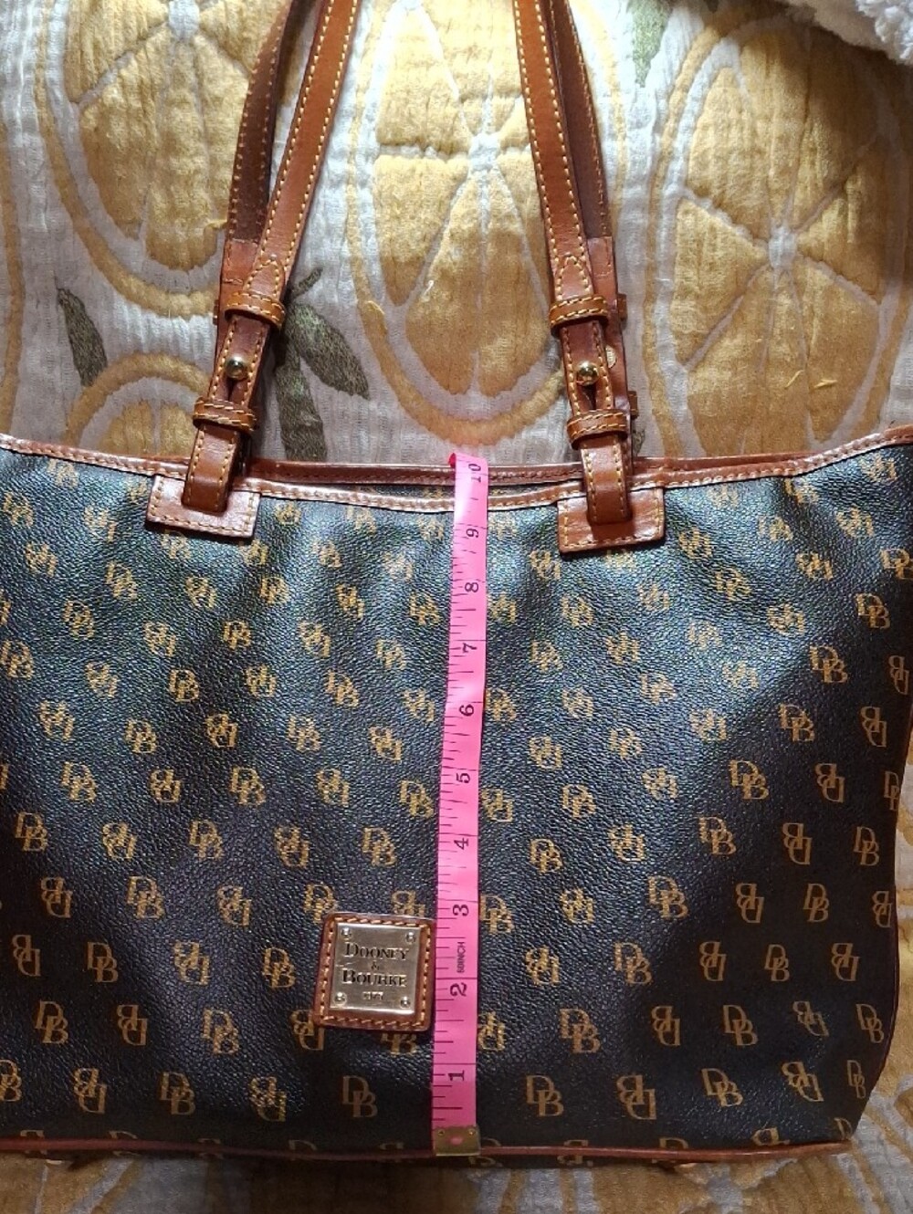 Dooney & Bourke Brown and Tan Logo Tote - Picture 4 of 12